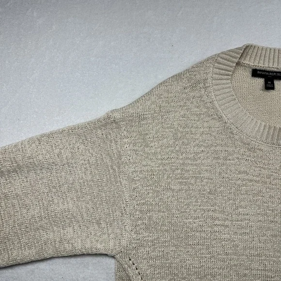 Banana Republic Slouchy Sweater Tee Women M Ivory Cream Cotton Blend Casual - Picture 3 of 9